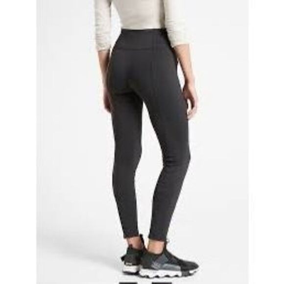 Athleta Headlands Hybrid Tight Zip Pockets Zip Back Ankle Black Size 10 353469 - Picture 1 of 11